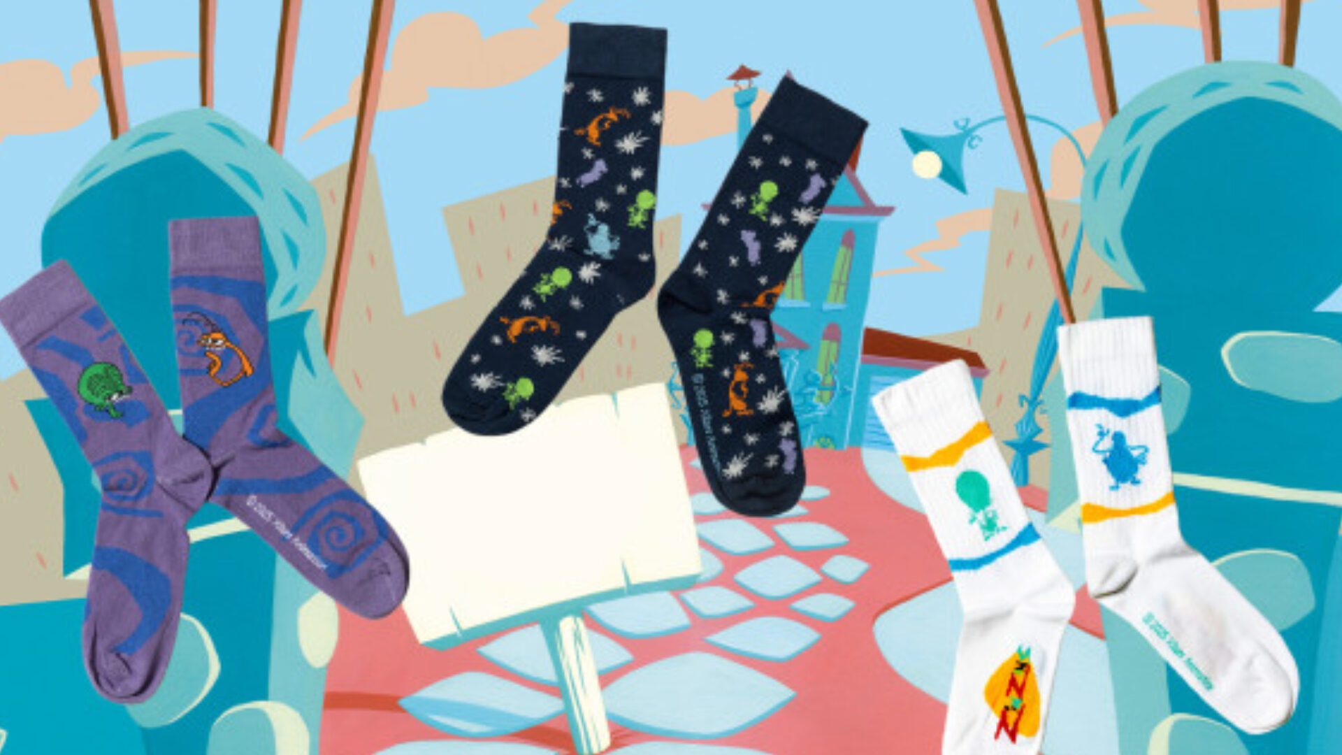 Label Chaussette x Oggy et les cafards / Les Zinzins de l&rsquo;Espace